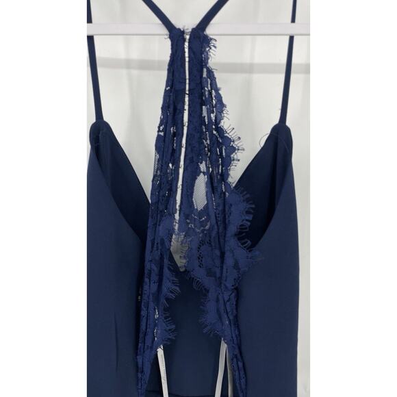 Lovers + Friends Maxi Dress Women's 6 Navy Stretch Spaghetti Straps Back Zip - Picture 6 of 13